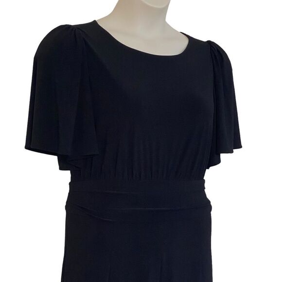 Julia Jordan Black Flutter Sleeve Stretch Jersey Wide Leg Jumpsuit Sz 12 - Picture 7 of 16